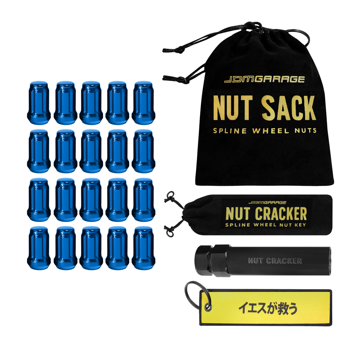 Nut Sack - Spline Wheel Nuts Set 12x1.25 ( 4 Stud / Blue )