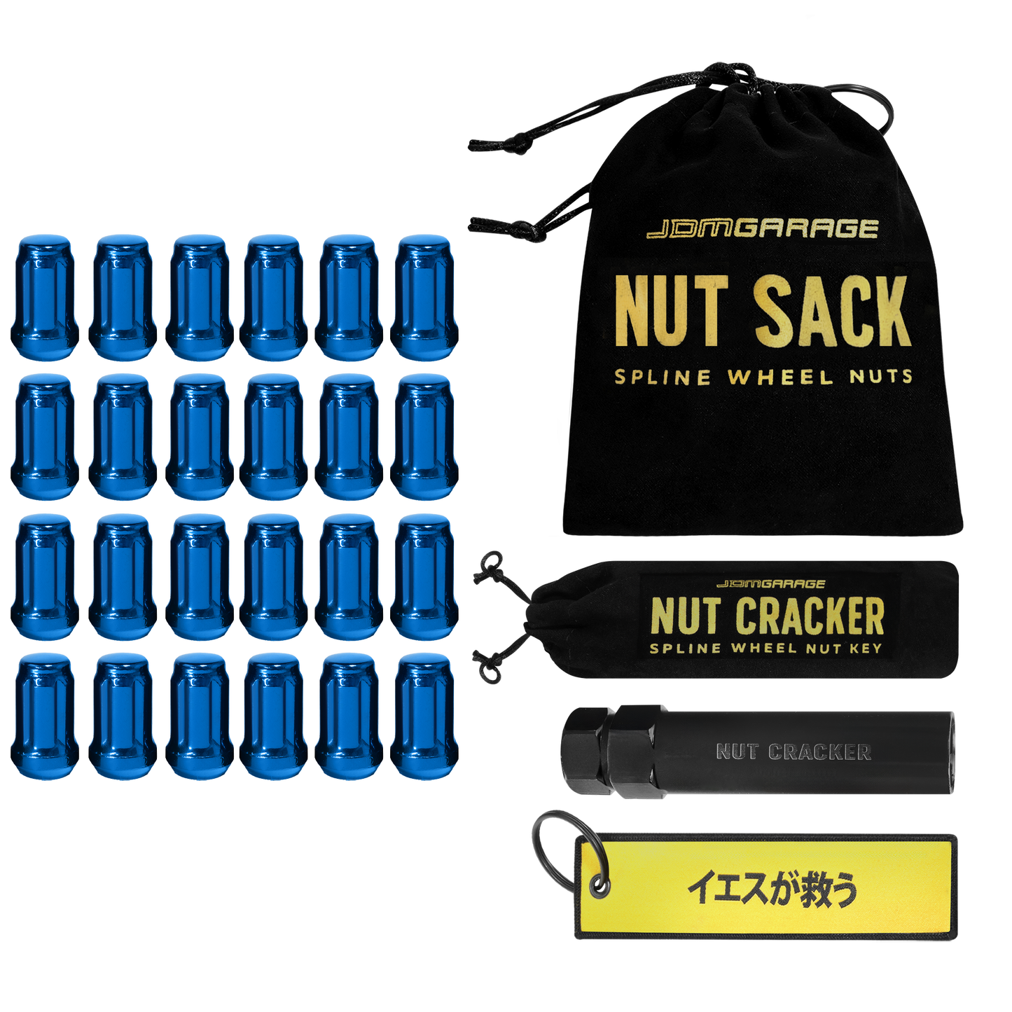 Nut Sack - Spline Wheel Nuts Set 12x1.25 ( 4 Stud / Blue )