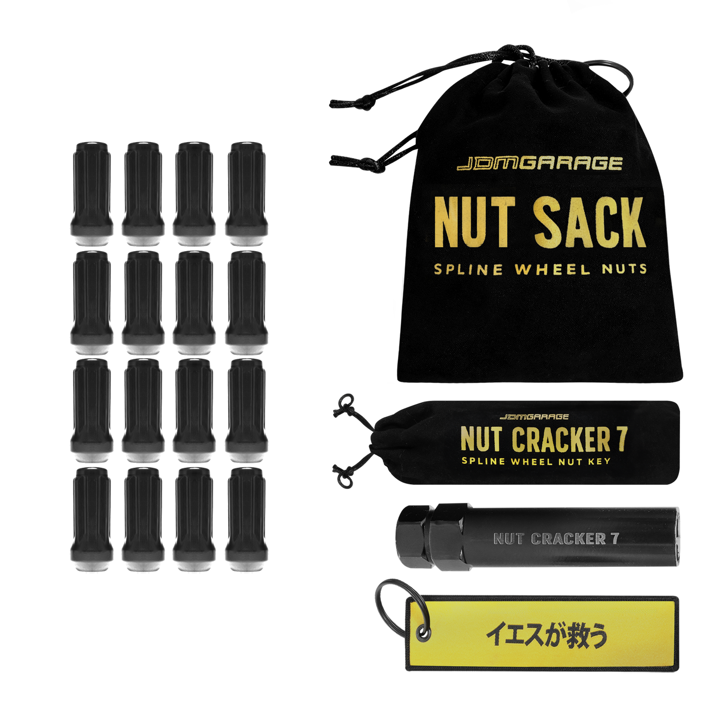 Nut Sack - 7 Spline Wheel Nuts Set ( Black )