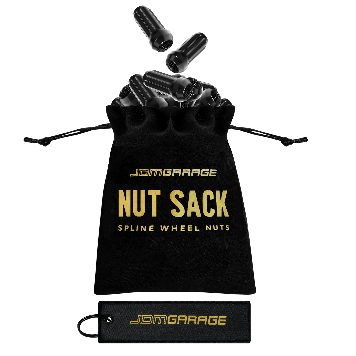 Nut Sack - 7 Spline Wheel Nuts Set ( Black )
