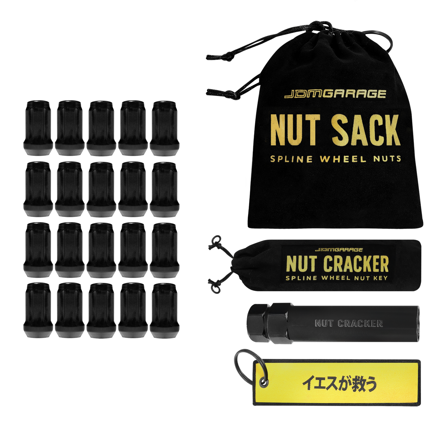Nut Sack - Spline Wheel Nuts Set ( Black )