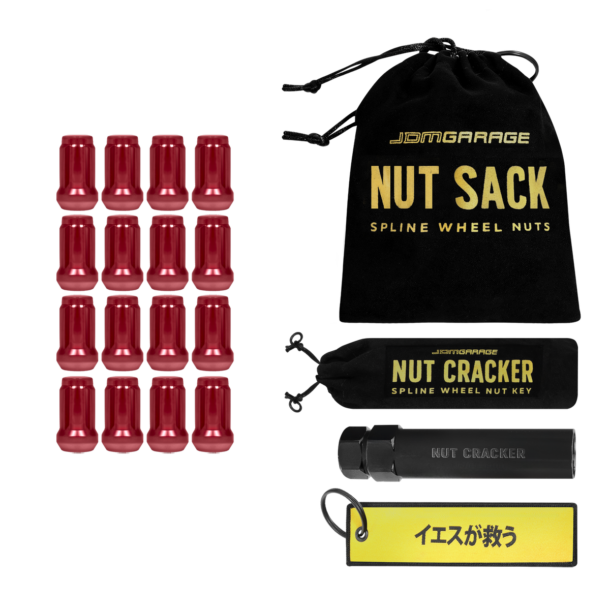 Nut Sack - Spline Wheel Nuts Set (Red) 4 Stud / 12x1.25 - Wheel Products