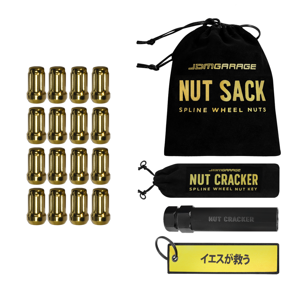 Nut Sack - Spline Wheel Nuts Set (Gold) 4 Stud / 12x1.25 - Wheel Products