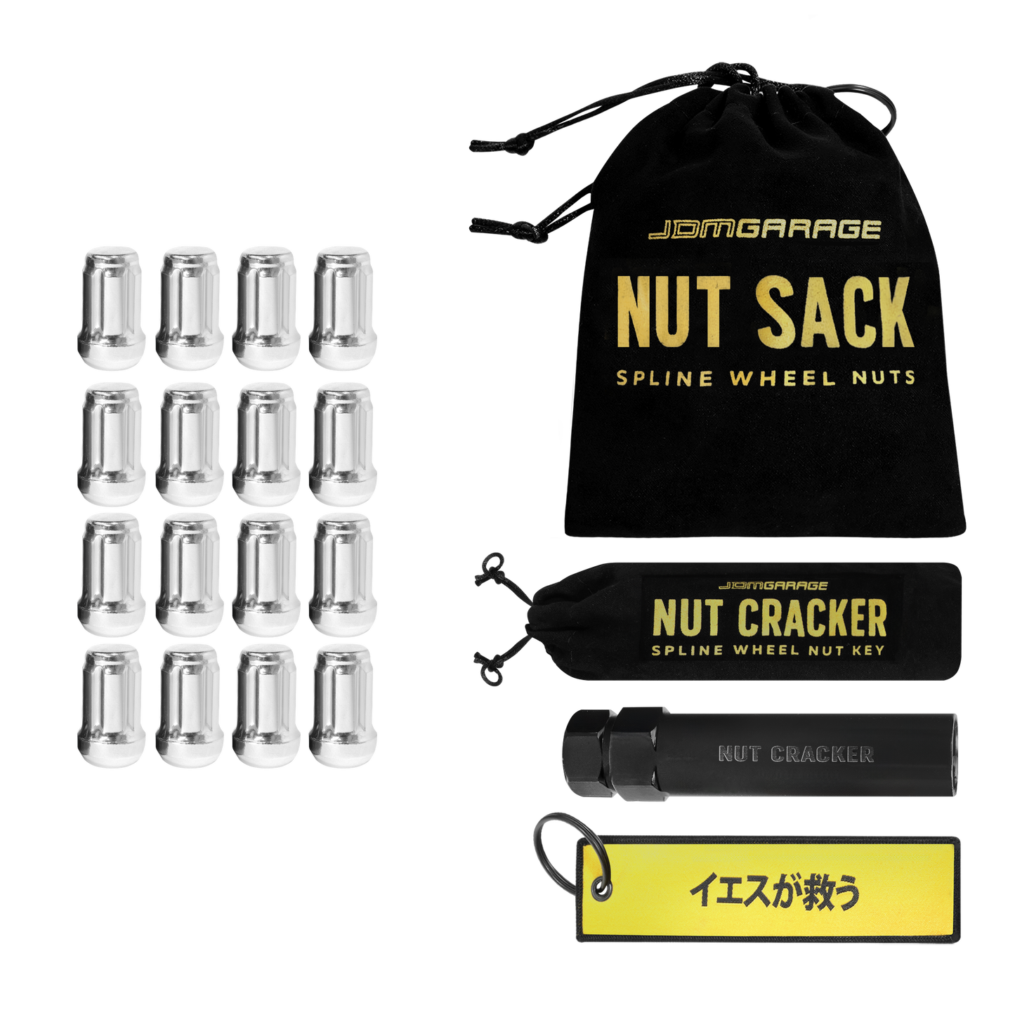Nut Sack - Spline Wheel Nuts Set (Chrome) 4 Stud / 12x1.25 - Wheel Products